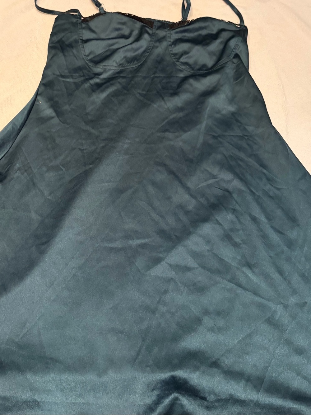 Satin Teal Adjustable-Strap Chemise